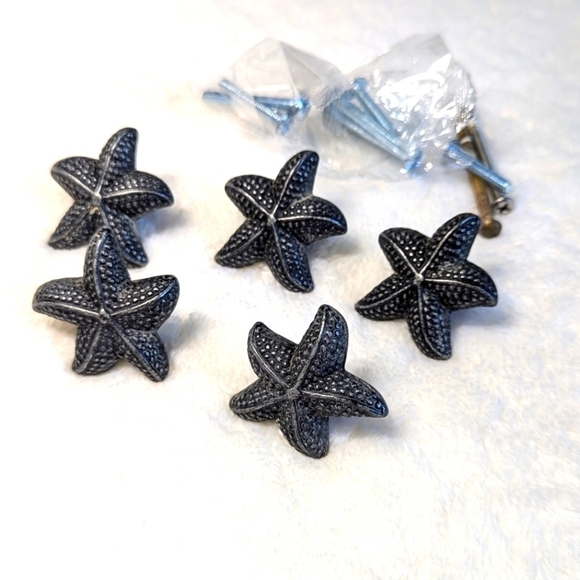 Starfish Pewter Grey Starfish Drawer Pulls - Qty 5 with Hardware - Picture 2 of 6